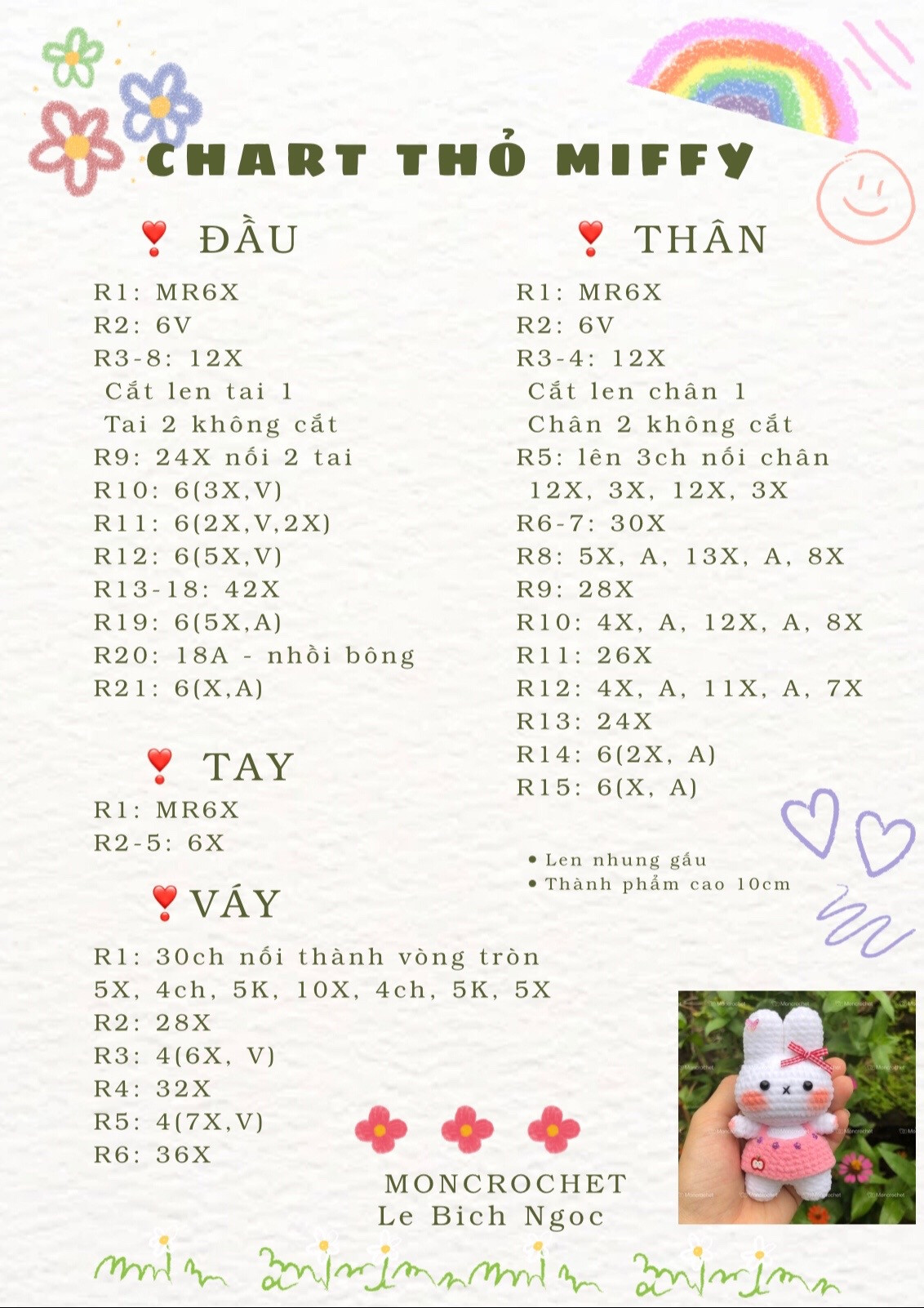 chart móc len thỏ miffy dễ thương