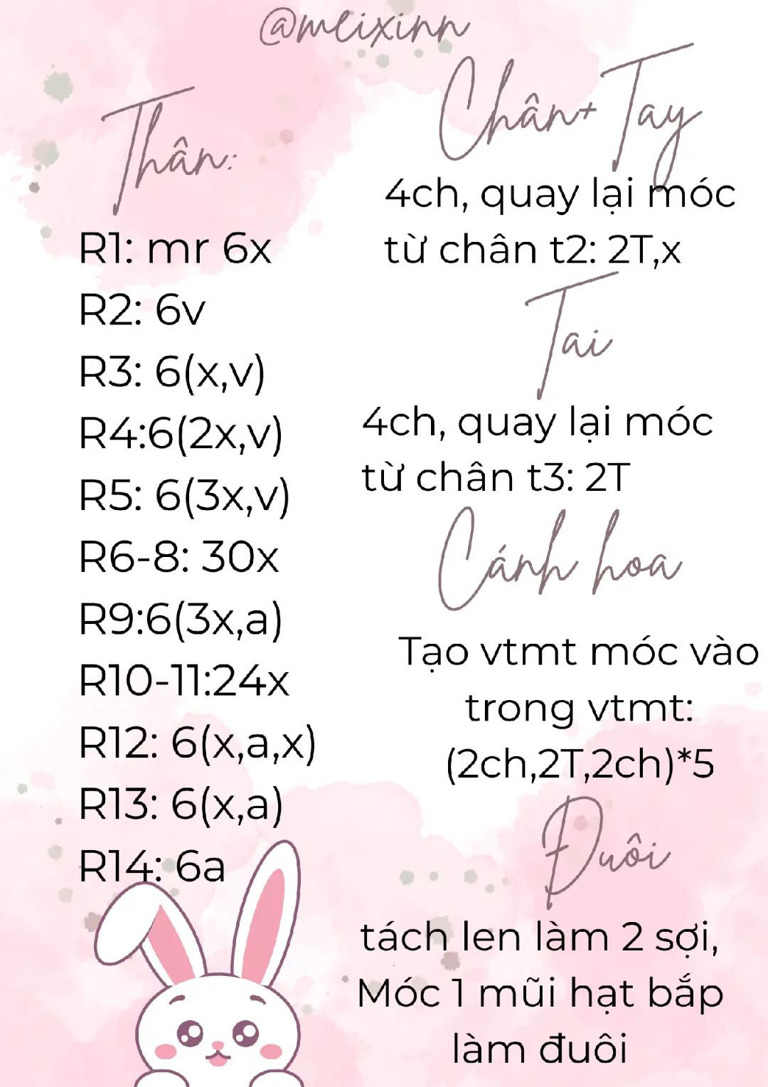 chart móc len thỏ mini