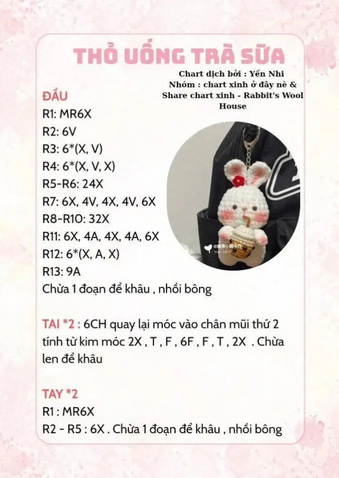 chart móc thỏ uống trà sữa