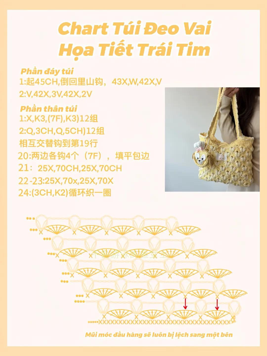 chart túi đeo vai họa tiết trái tim