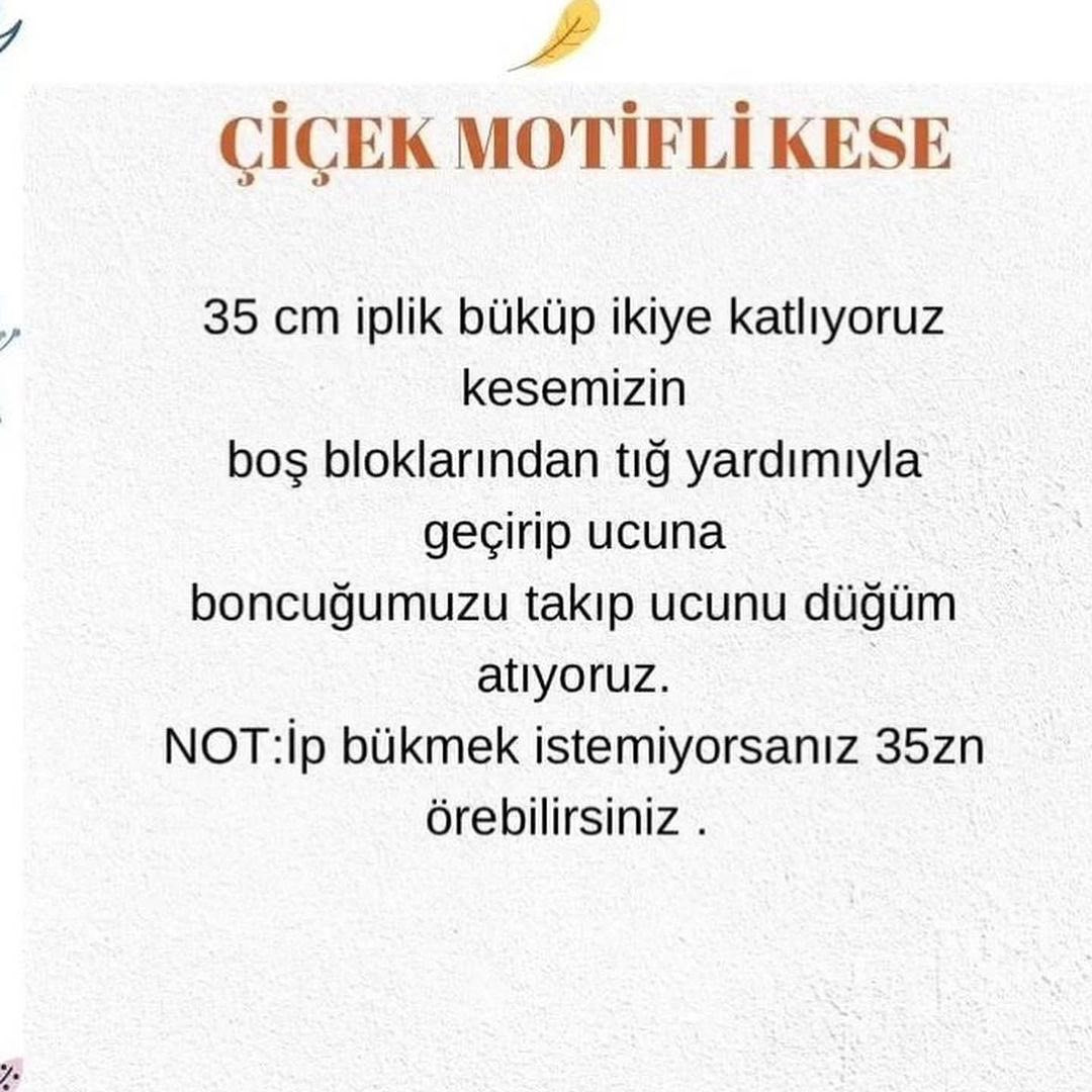 Çiçek Motifi Kese Örgü Şeması