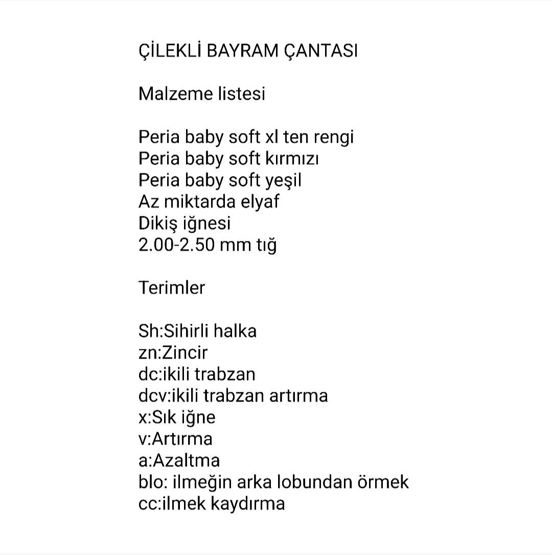 Çilekli Bayram Çantası Tığ İşi Şeması