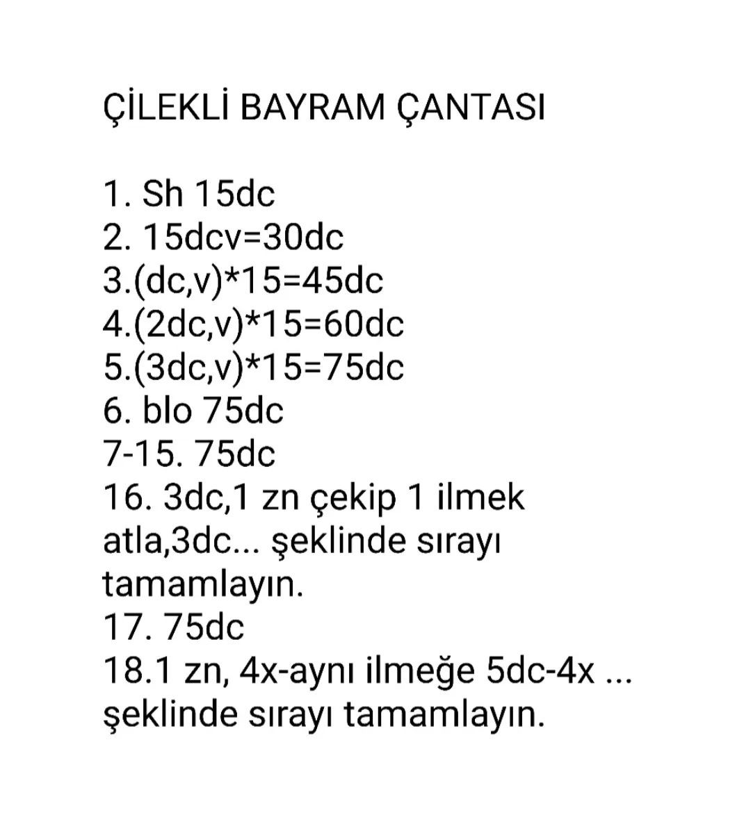 Çilekli Bayram Çantası Tığ İşi Şeması