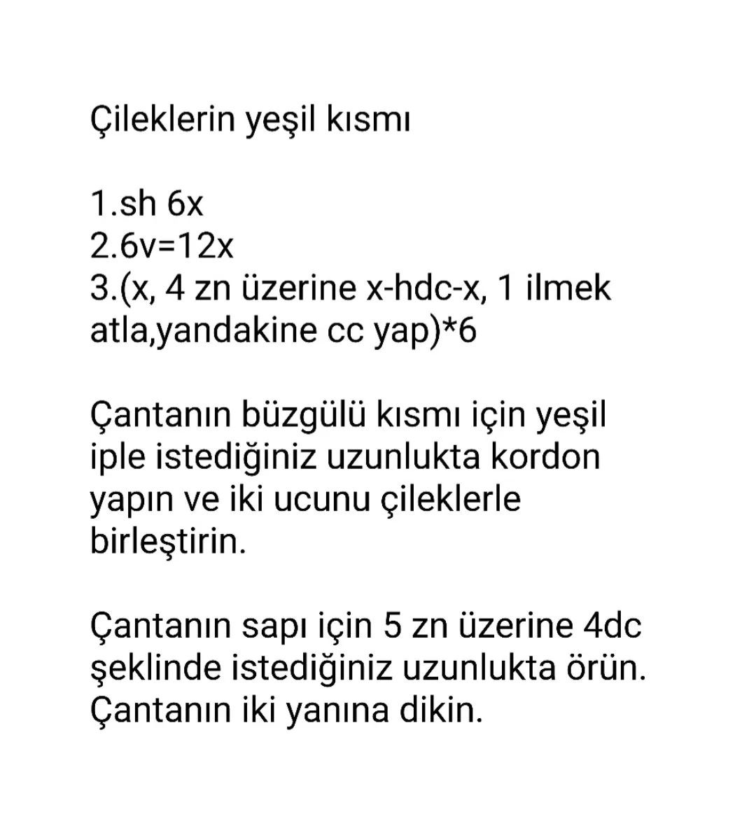 Çilekli Bayram Çantası Tığ İşi Şeması