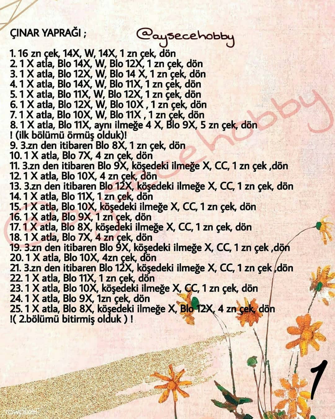 Çınar Yaprağı Tığ İşi Yapımı