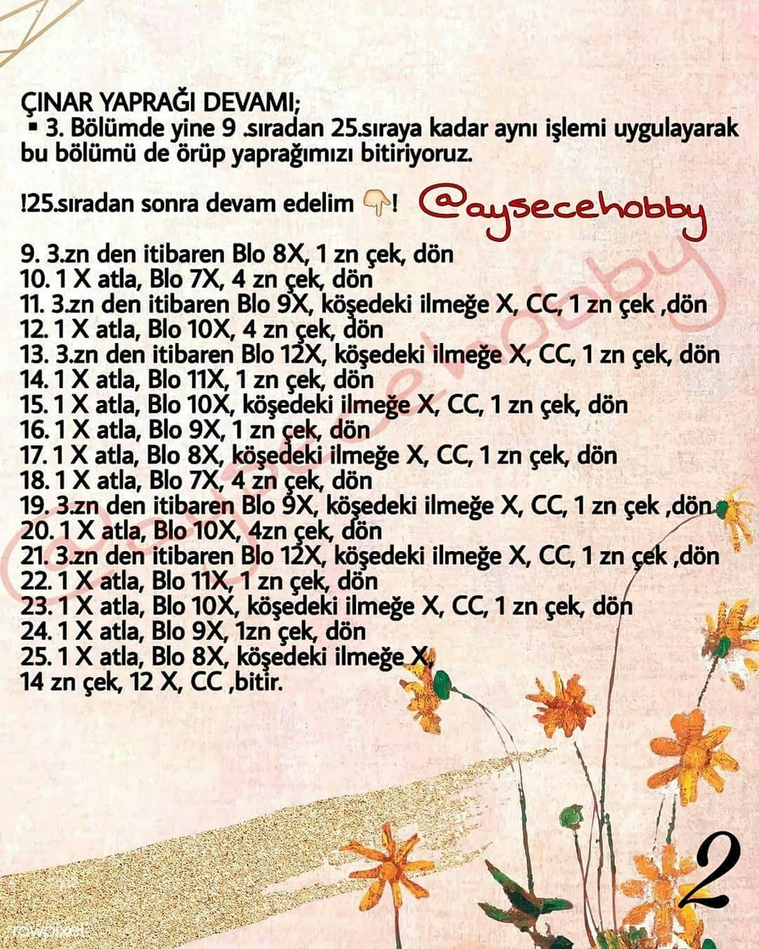 Çınar Yaprağı Tığ İşi Yapımı