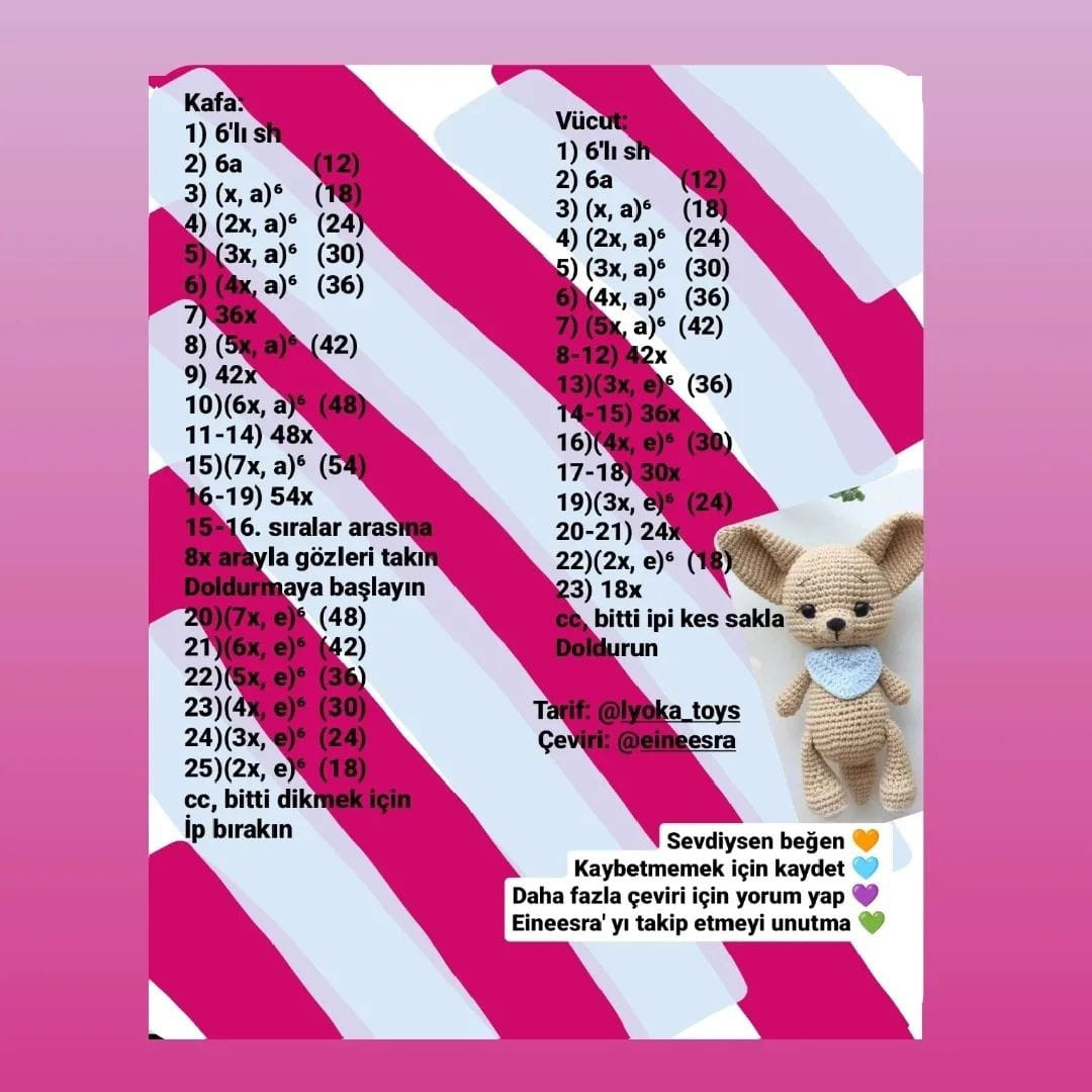 Çöl Tilkisi Amigurumi Tığ İşi Şeması