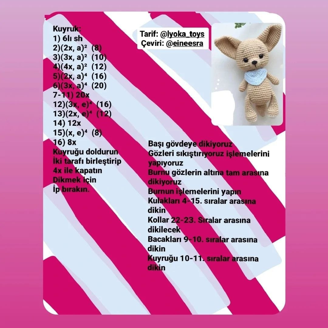 Çöl Tilkisi Amigurumi Tığ İşi Şeması