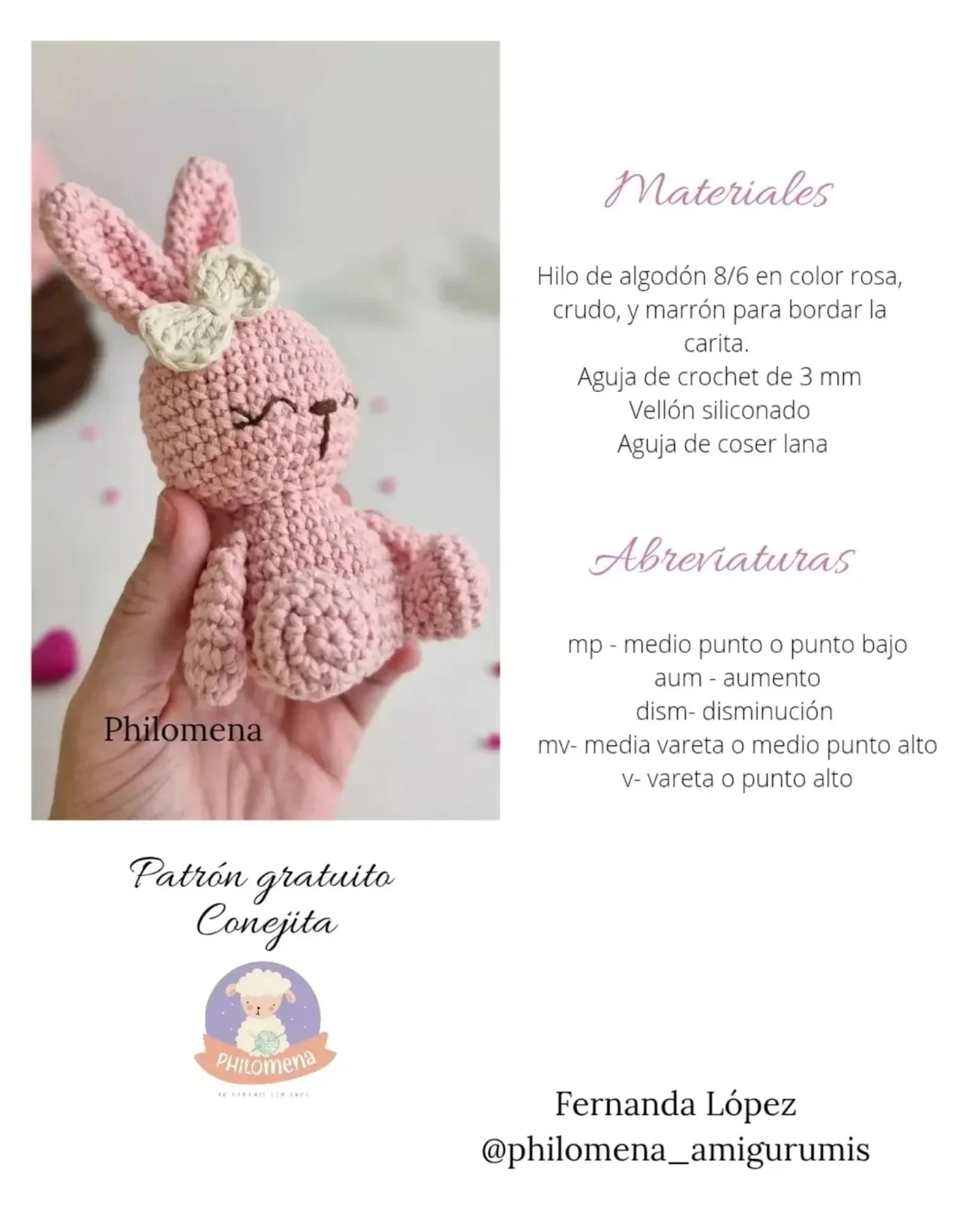Conejita amigurumi: patrón gratuito