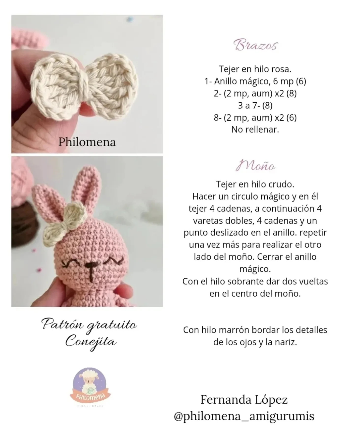 Conejita amigurumi: patrón gratuito