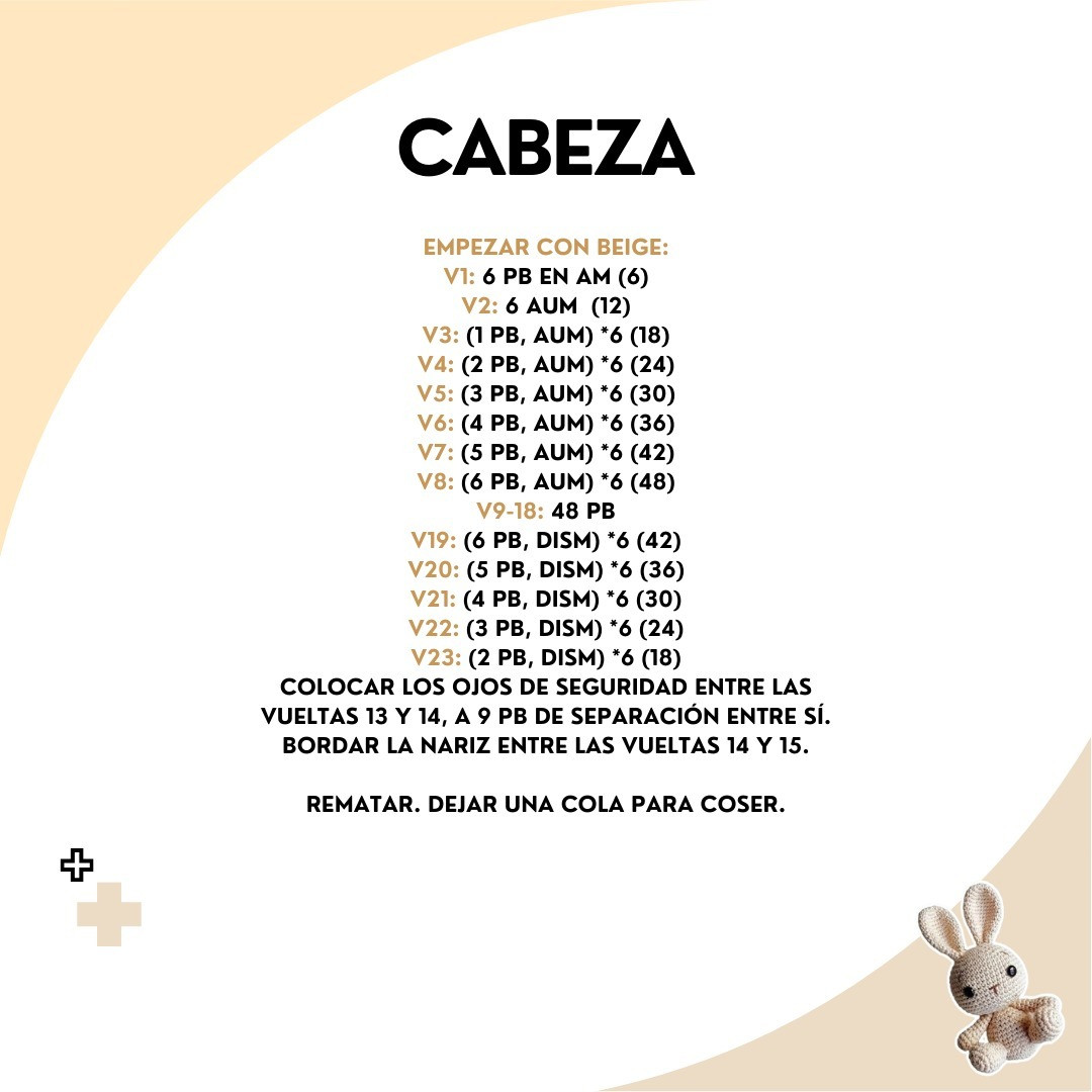CONEJITO AMIGURUMI FÁCIL: Patrón gratis