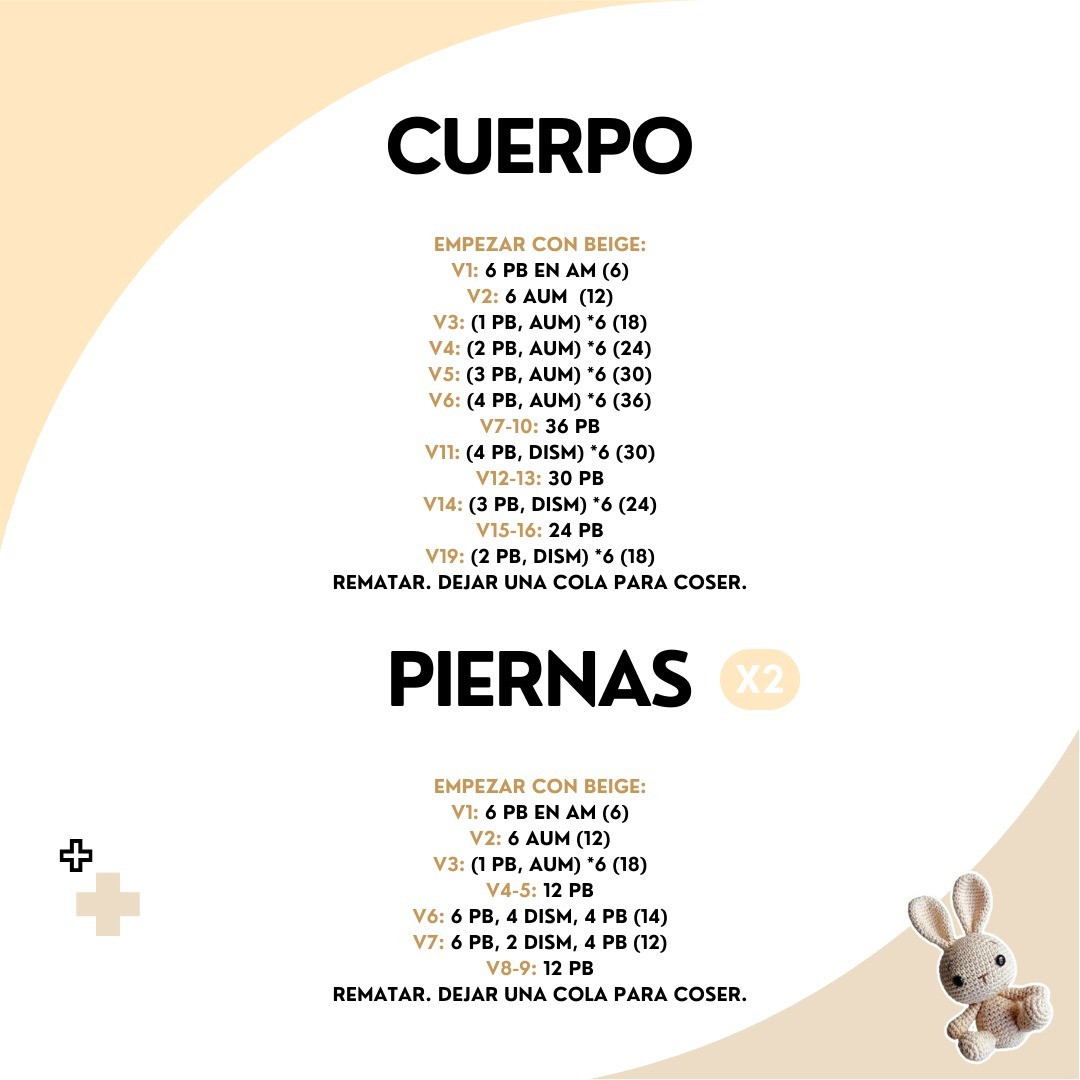 CONEJITO AMIGURUMI FÁCIL: Patrón gratis