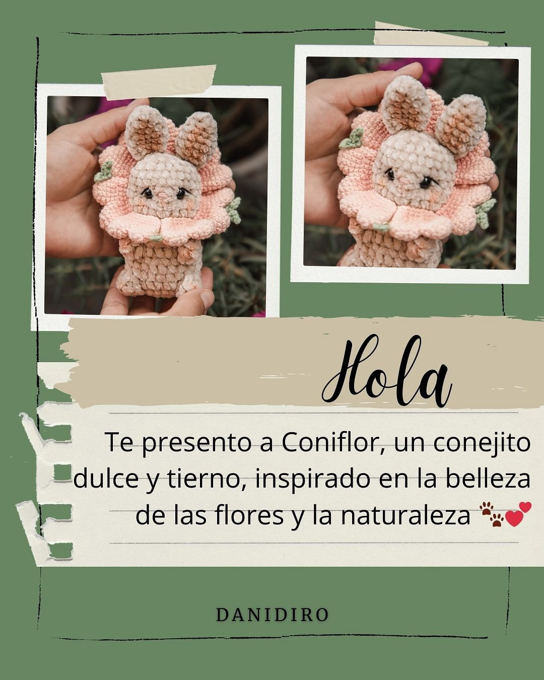 Coniflor: Patrón gratuito del conejito adorable.