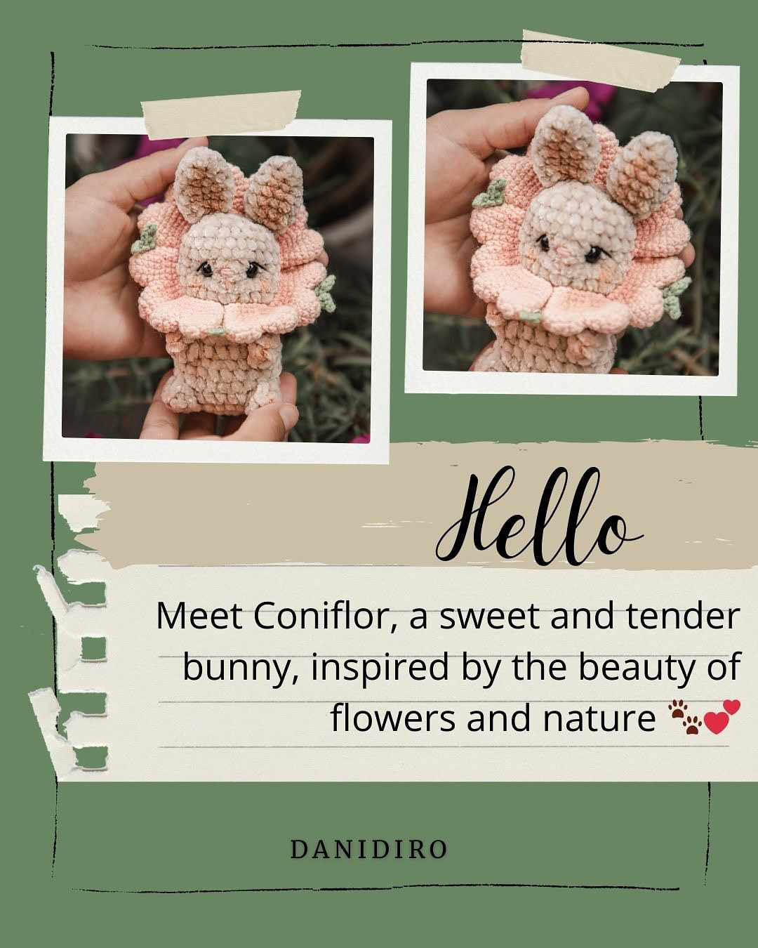 Coniflor: Patrón gratuito del conejito adorable.