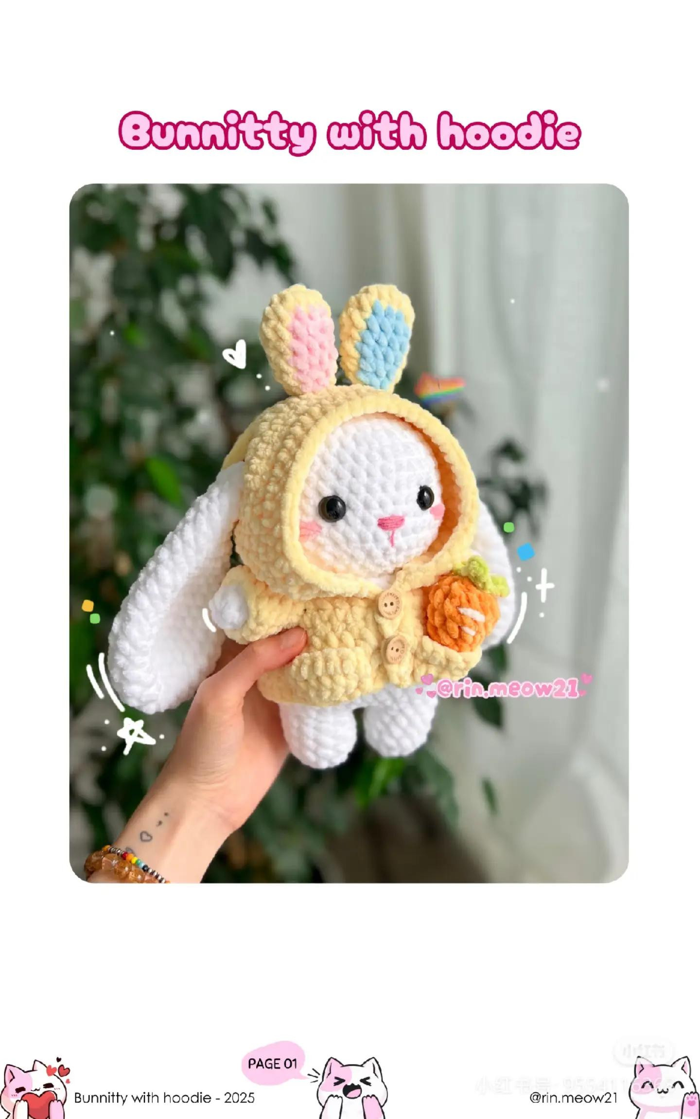 crochet pattern bunnitty with hoodie