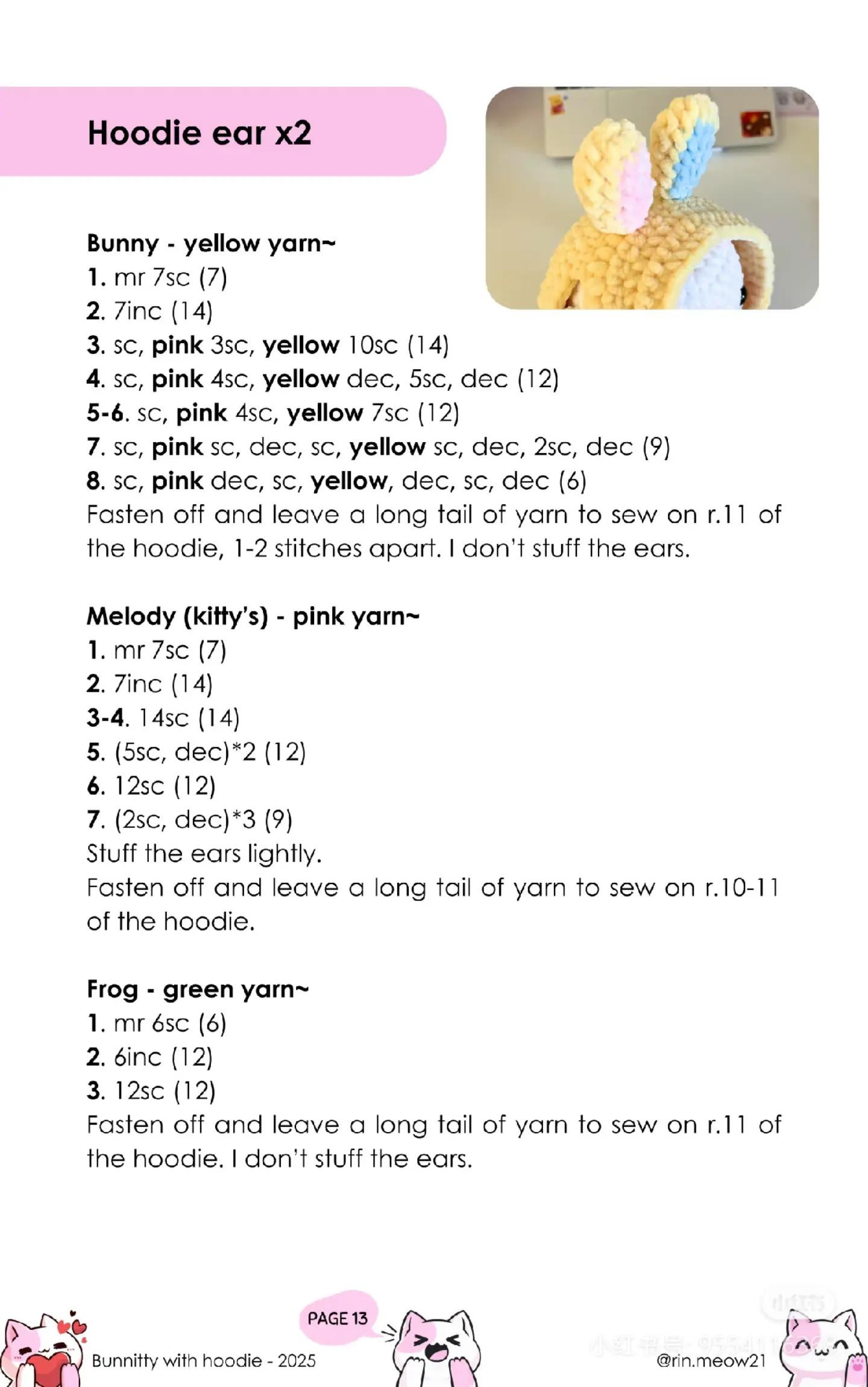 crochet pattern bunnitty with hoodie