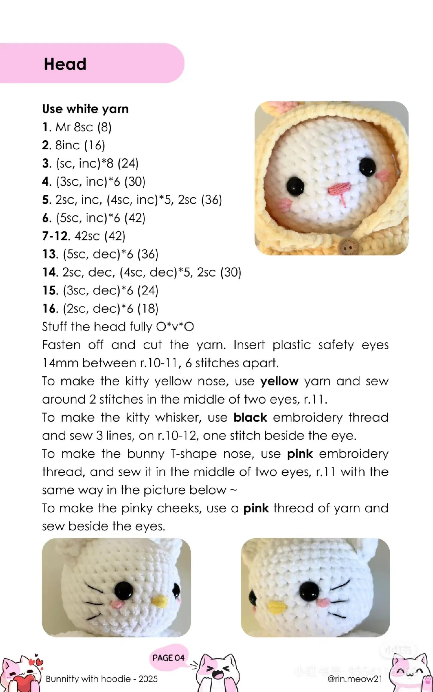 crochet pattern bunnitty with hoodie