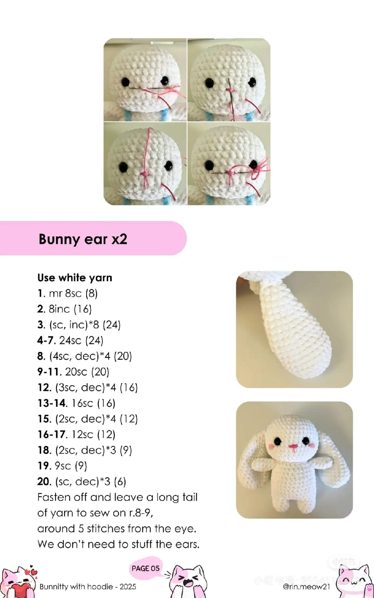crochet pattern bunnitty with hoodie