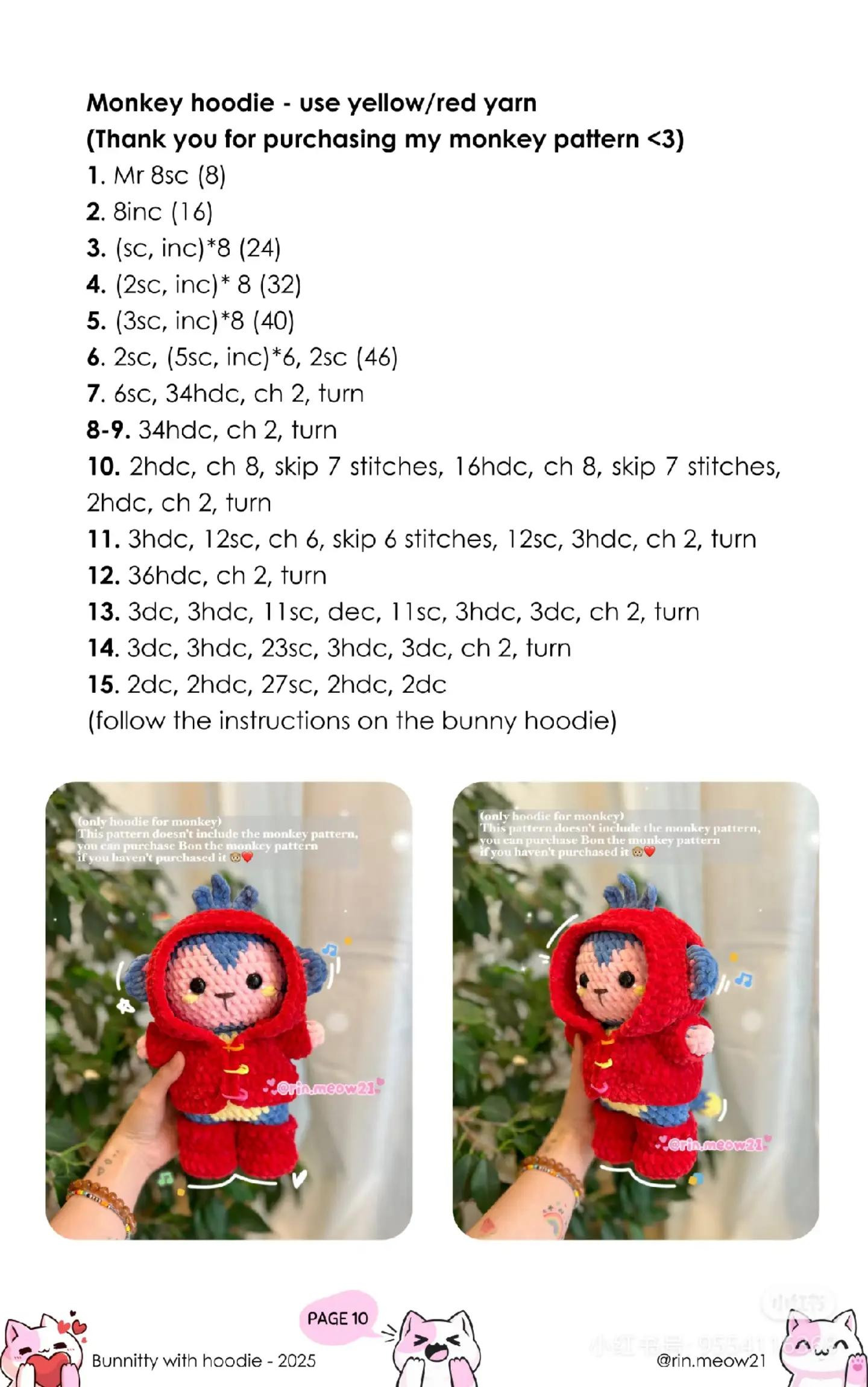 crochet pattern bunnitty with hoodie