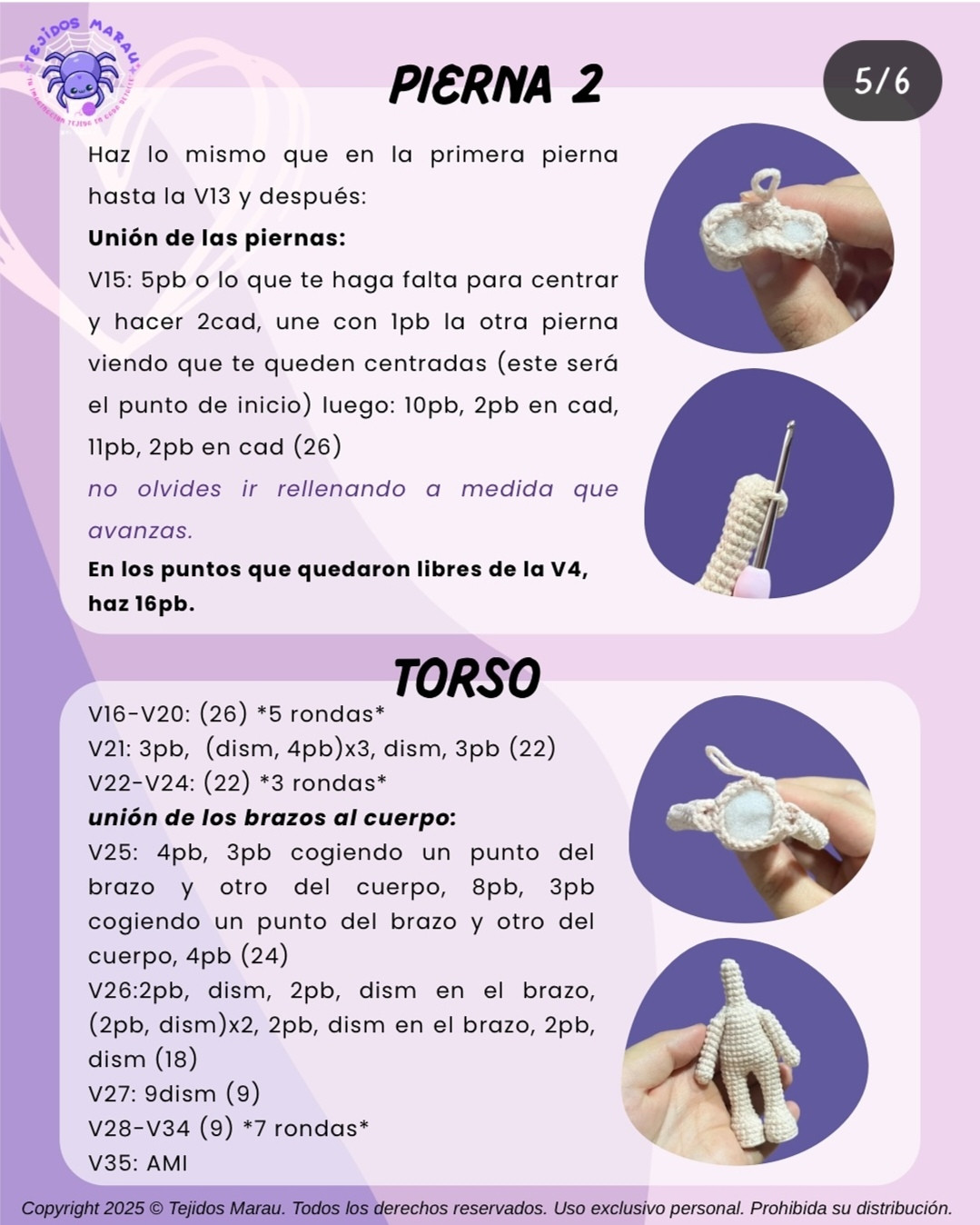 Cuerpo Base Mini Amigurumi: Patrón Gratis
