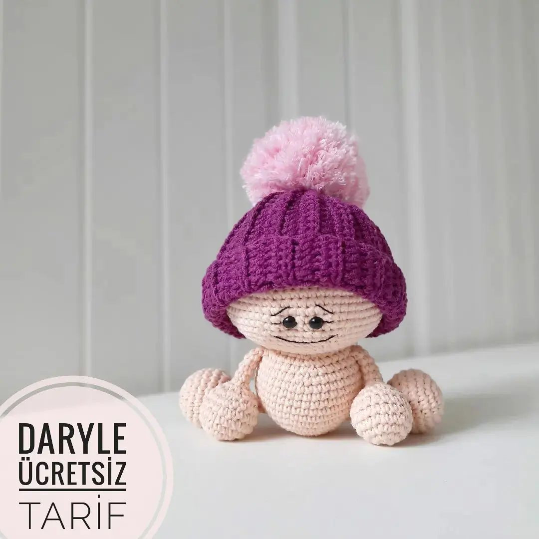 DARYLE ÜCRETSİZ AMIGURUMI ŞAPKA VE BEBEK TARİFİ