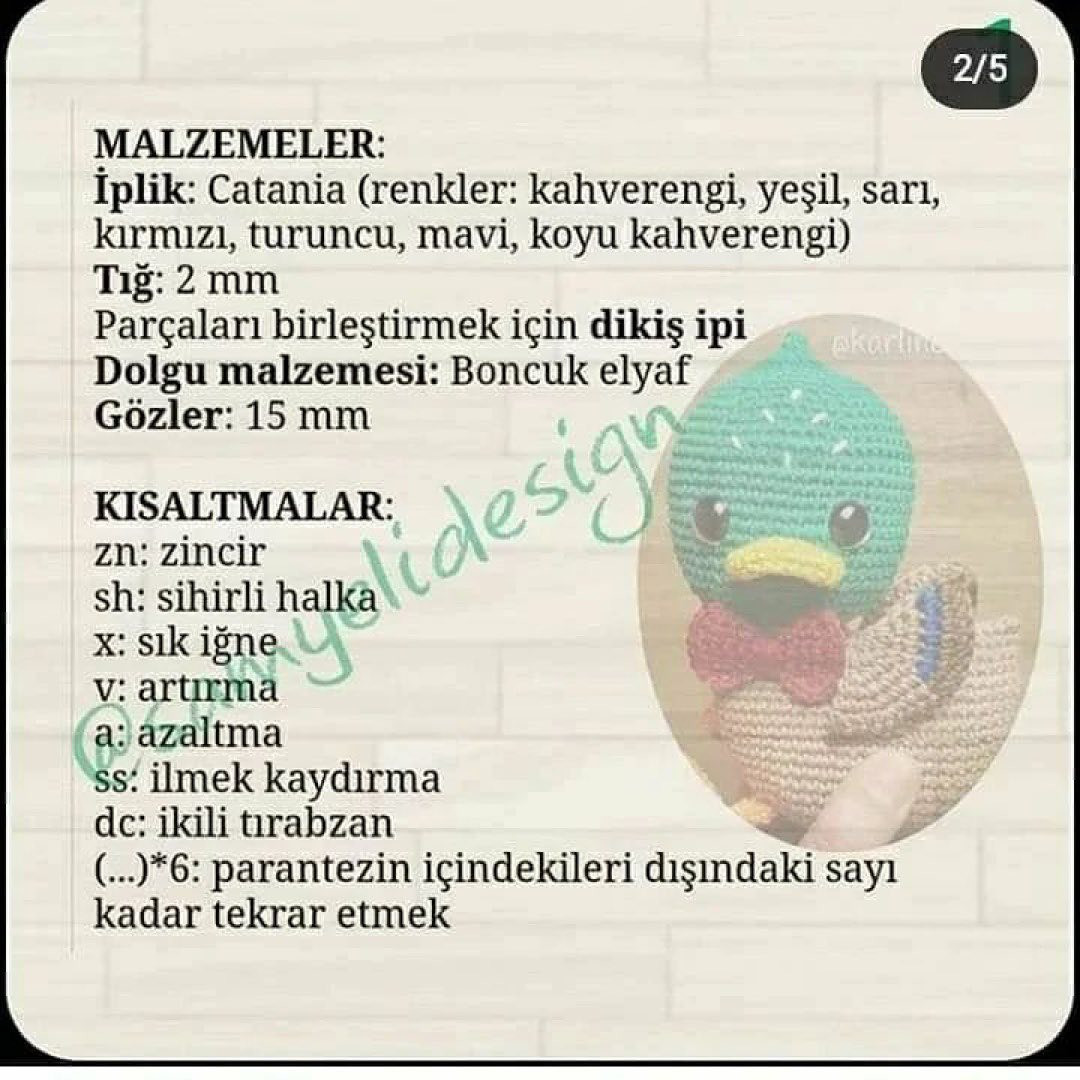 Dê mihê amigurumi örgüsü şablonu