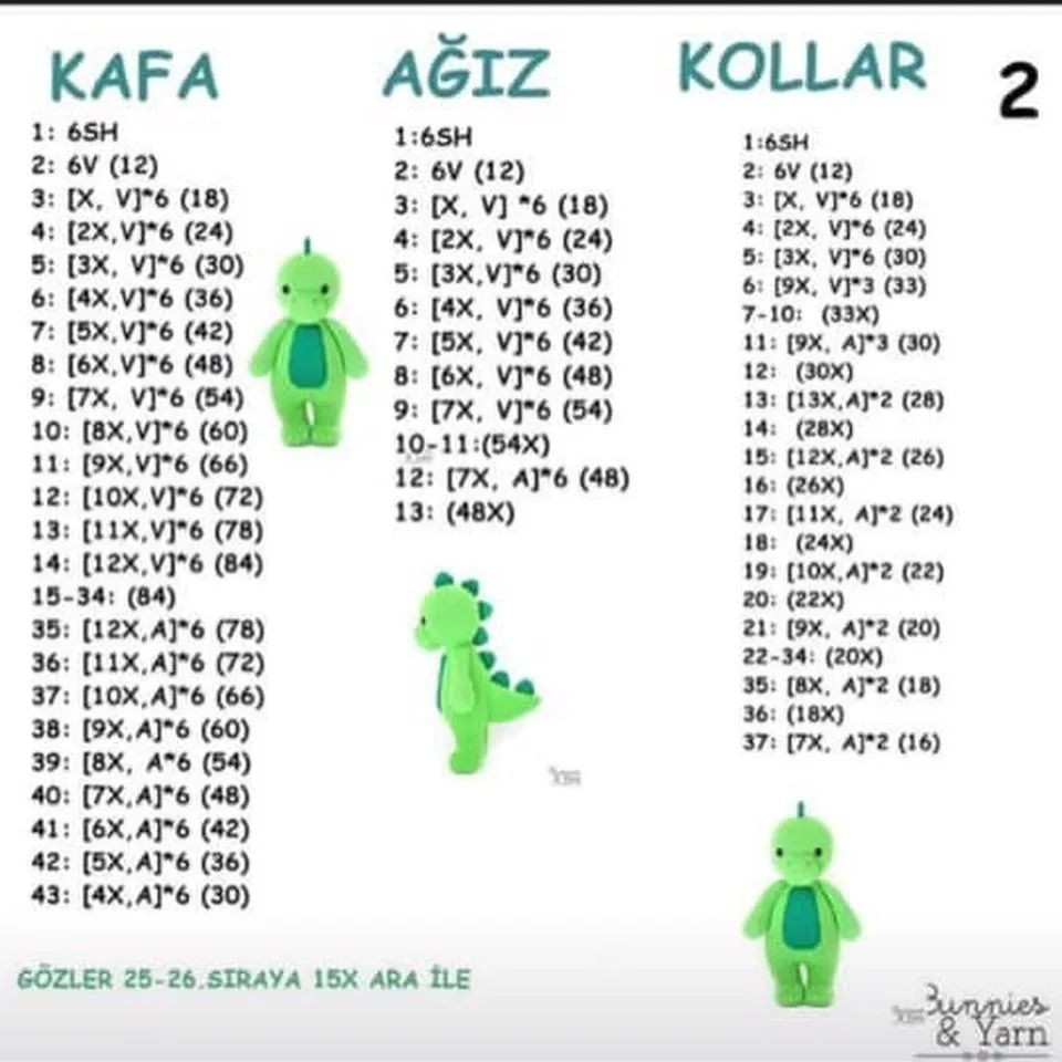 DİNOZOR DANNY AMİGURUMİ ŞEMASI