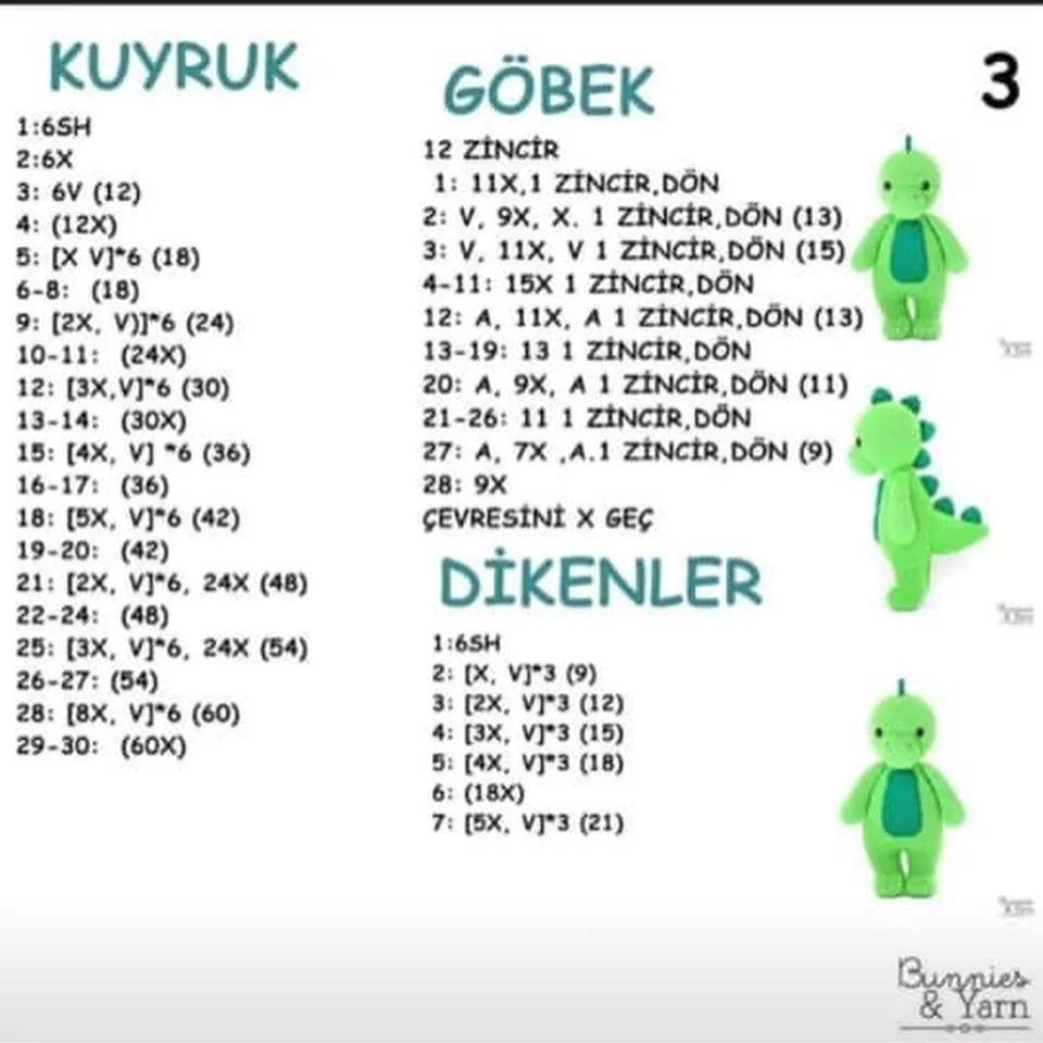 DİNOZOR DANNY AMİGURUMİ ŞEMASI
