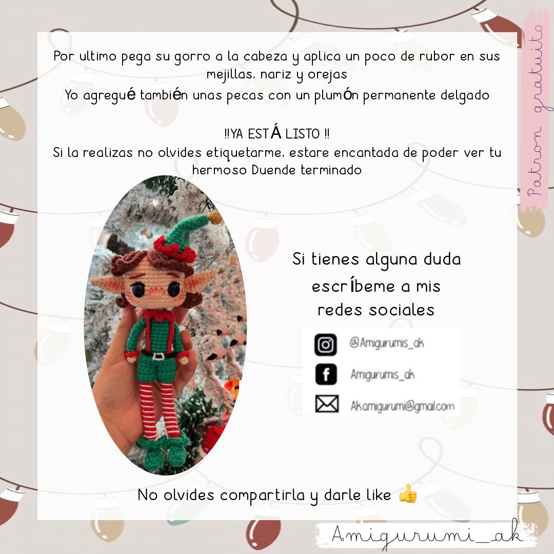 Duende navideño: patrón de amigurumi gratis