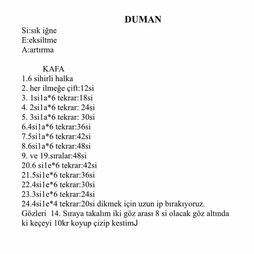 Duman Köpeği Tığ İşi Şeması
