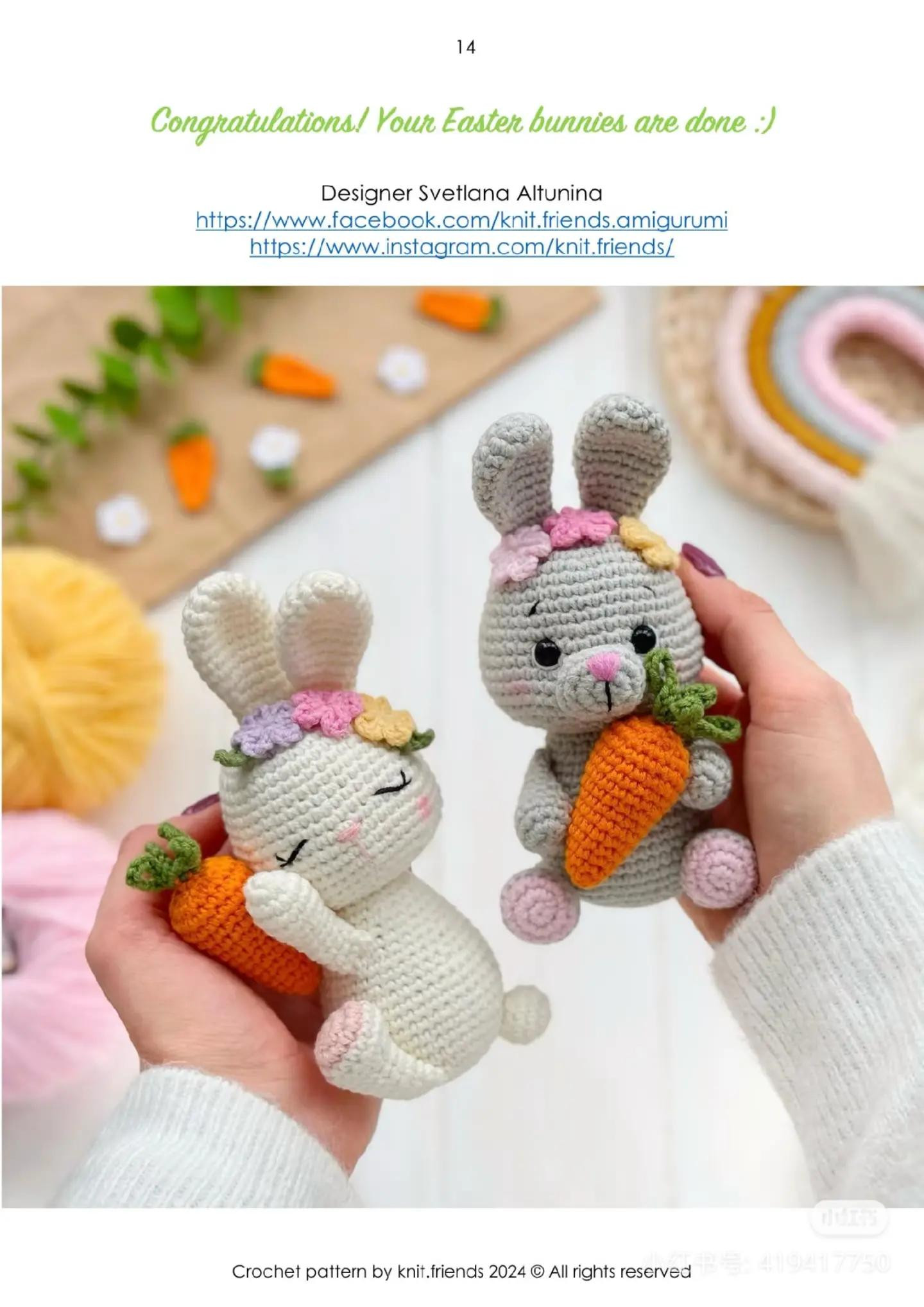easter bunnies crochet pattern and carrot