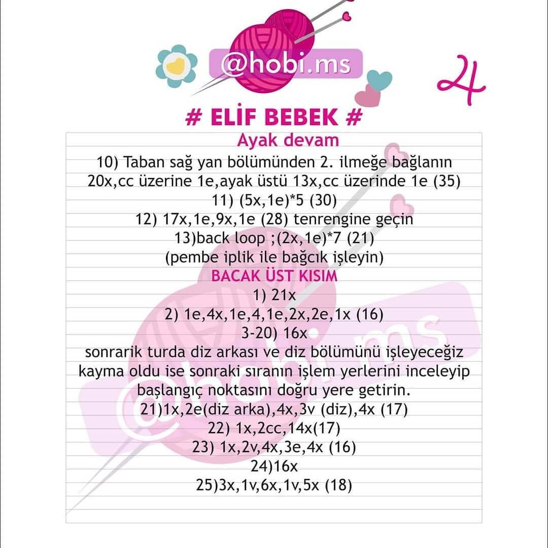 ELİF Amigurumi Bebek Şeması Ücretsiz