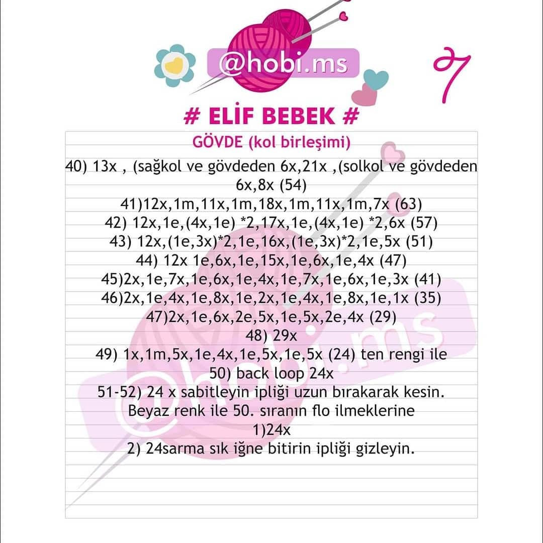 ELİF Amigurumi Bebek Şeması Ücretsiz