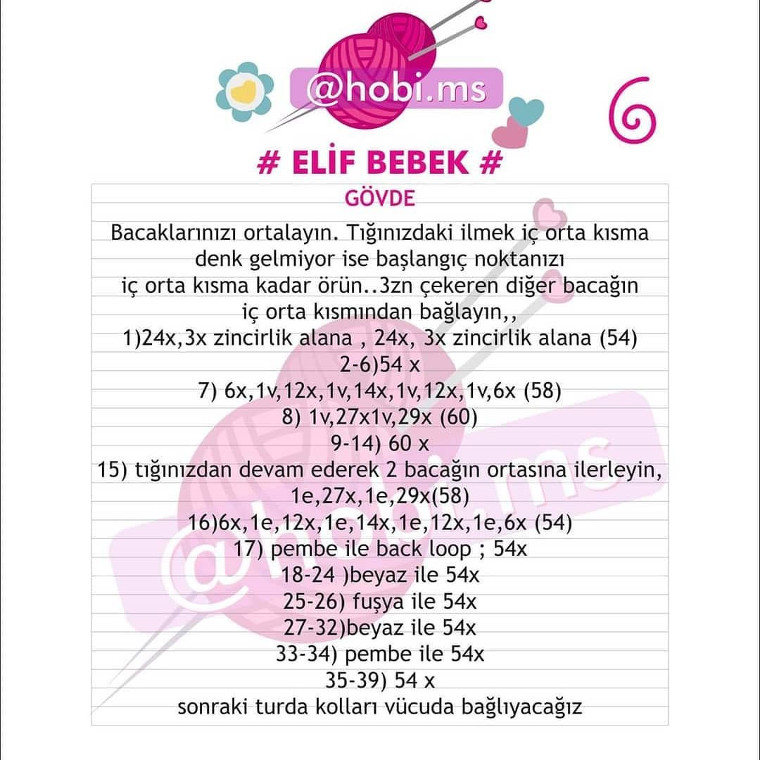 ELİF Amigurumi Bebek Şeması Ücretsiz