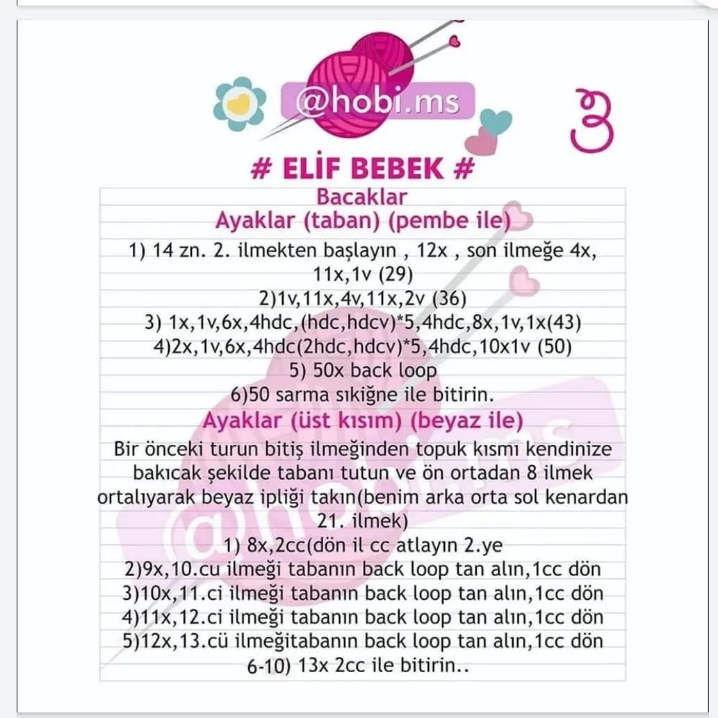 Elif Bebeği: Ücretsiz Tığ İşi Şeması