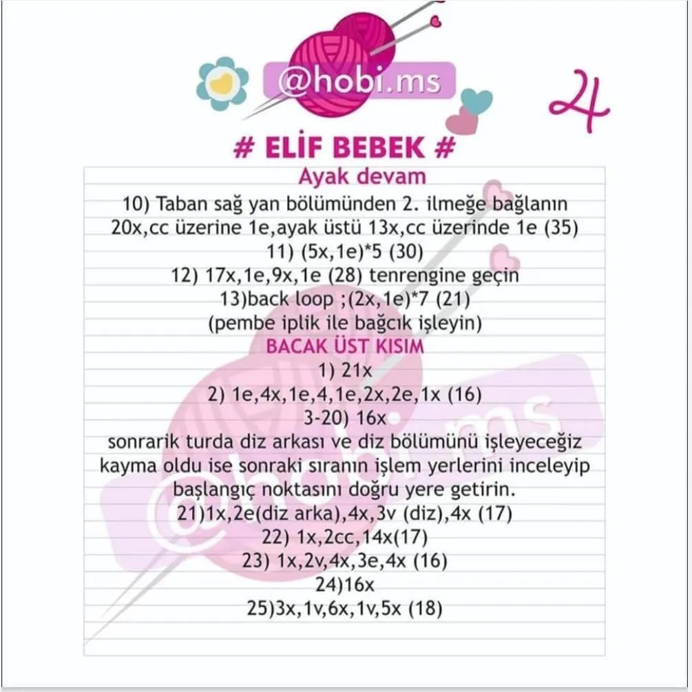 Elif Bebeği: Ücretsiz Tığ İşi Şeması