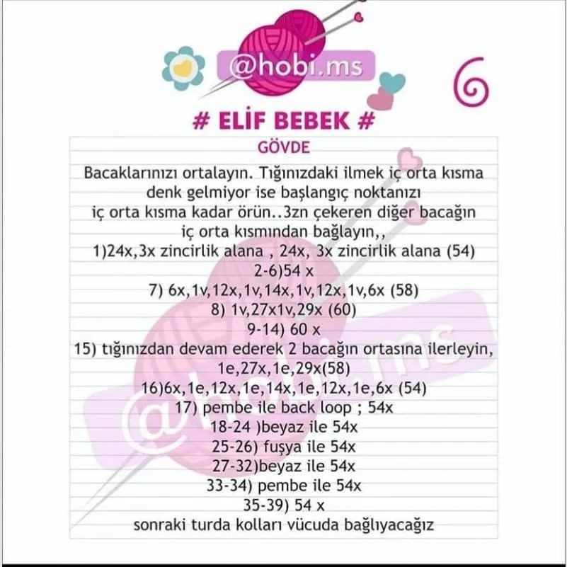 Elif Bebeği: Ücretsiz Tığ İşi Şeması