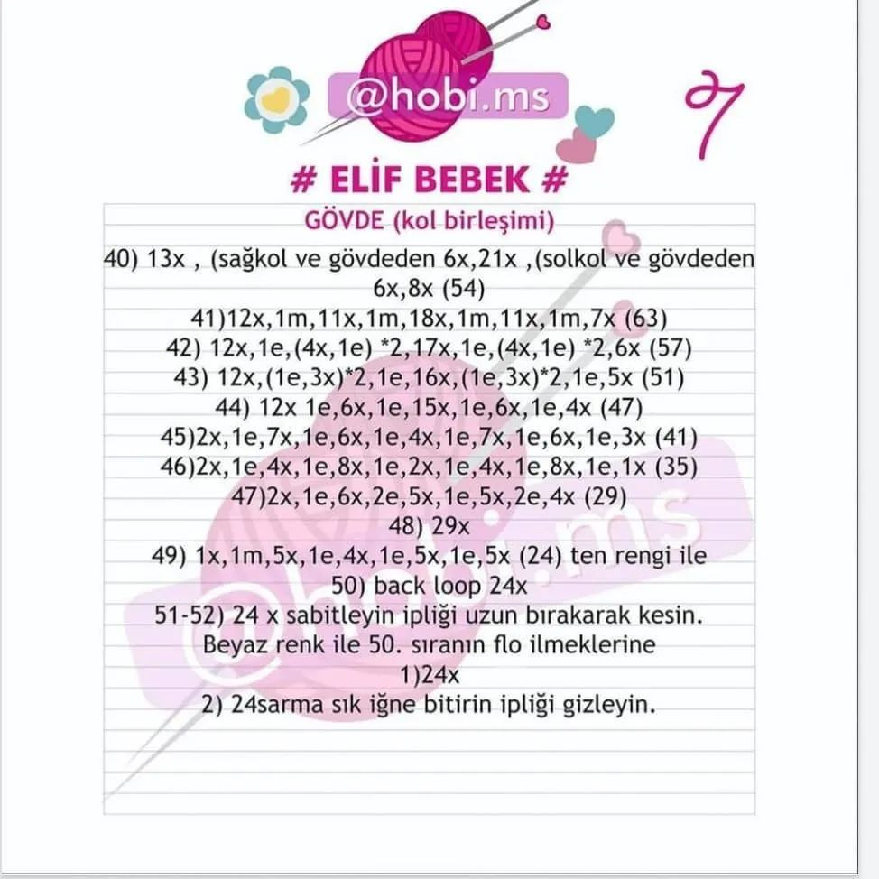 Elif Bebeği: Ücretsiz Tığ İşi Şeması