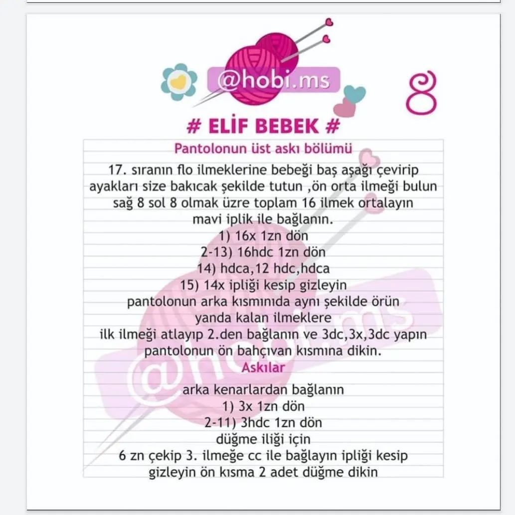 Elif Bebeği: Ücretsiz Tığ İşi Şeması