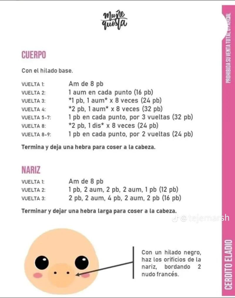 **ES** Patrón de crochet gratuito: cerditos adorables. ¡Descarga ahora!