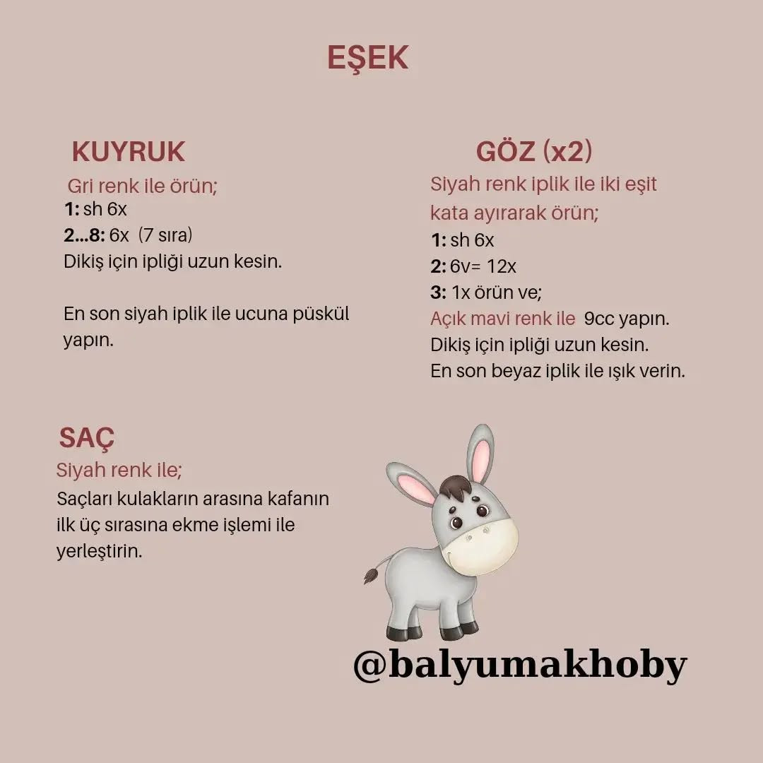 Eşek Amigurumi Şeması: Ücretsiz Örnek