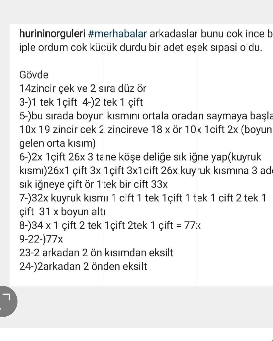 Eşek Amigurumi Tığ İşi Tarifi amigurumidankey