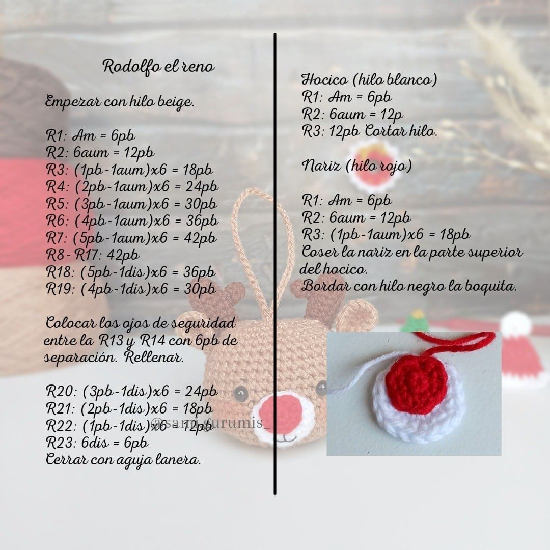 Esfera Rodolfo el reno: Patrón gratuito amigurumi