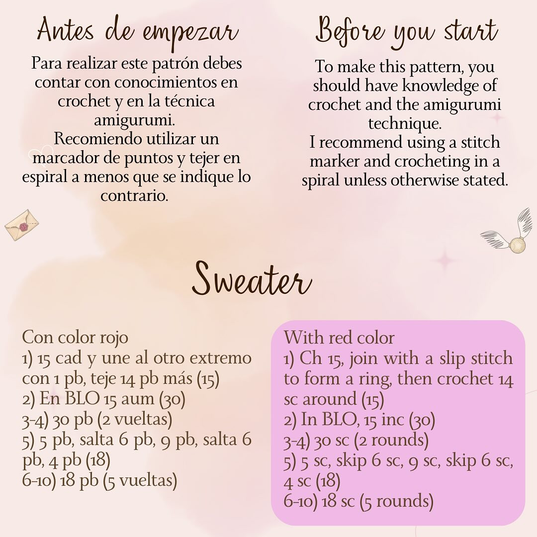 Español: Patrón gratis: Suéter Weasley tejido a crochet miniatura.