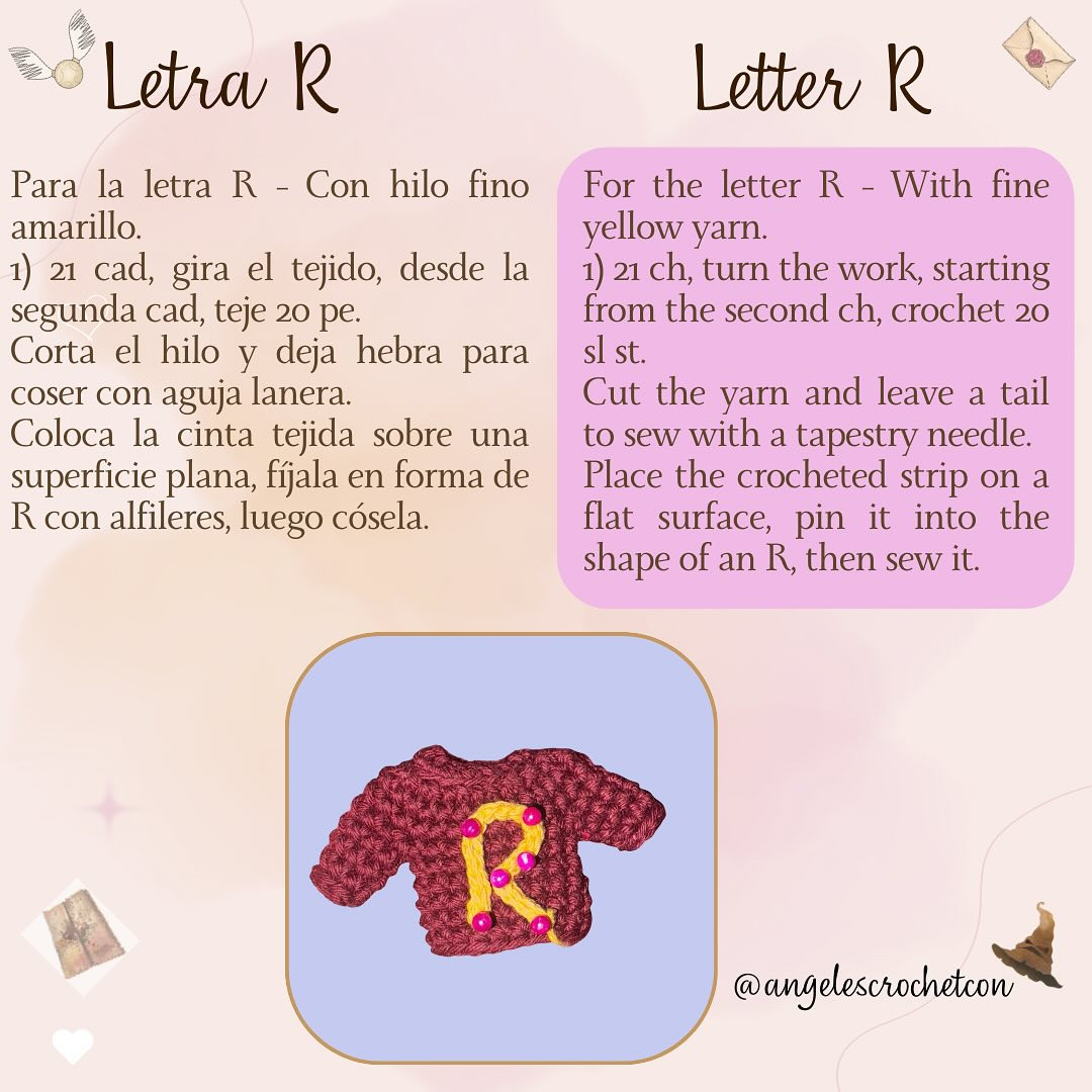 Español: Patrón gratis: Suéter Weasley tejido a crochet miniatura.