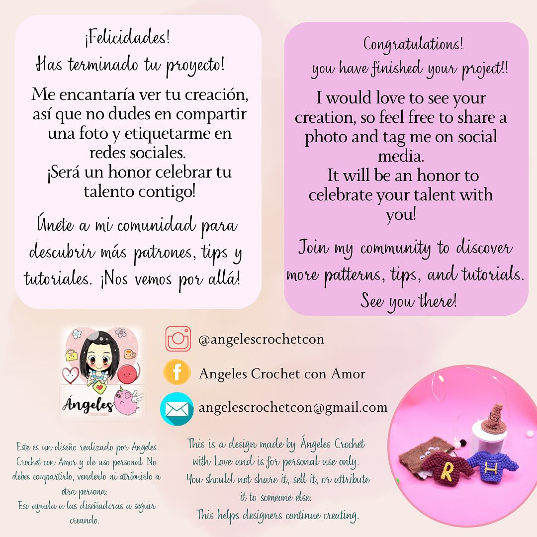 Español: Patrón gratis: Suéter Weasley tejido a crochet miniatura.
