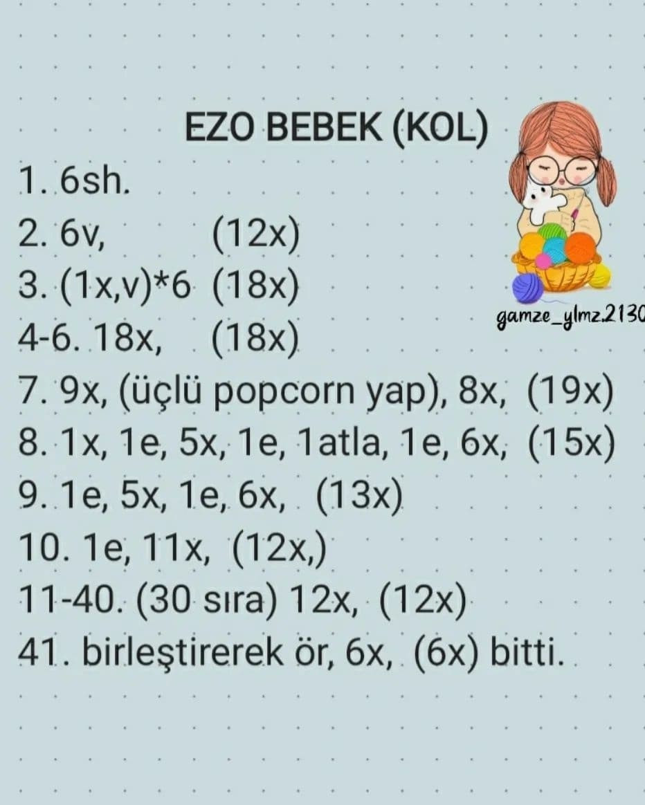 Ezo Bebek Vücut Şeması: Amigurumi Tığ İşi
