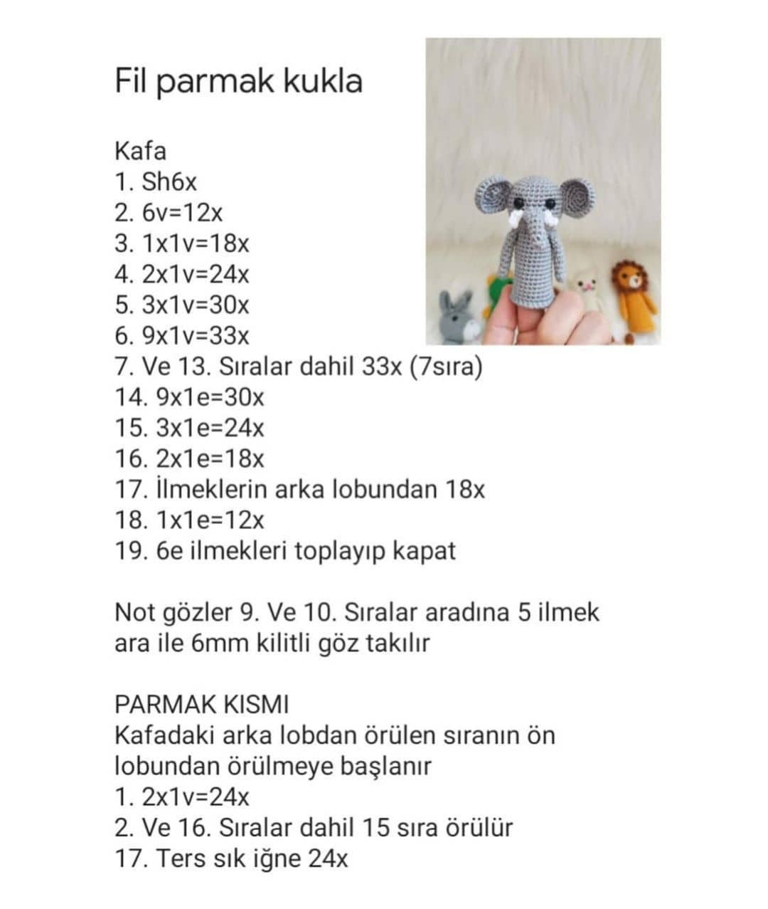 FİL PARMAK KUKLASI ÖRNEK ŞEMASI