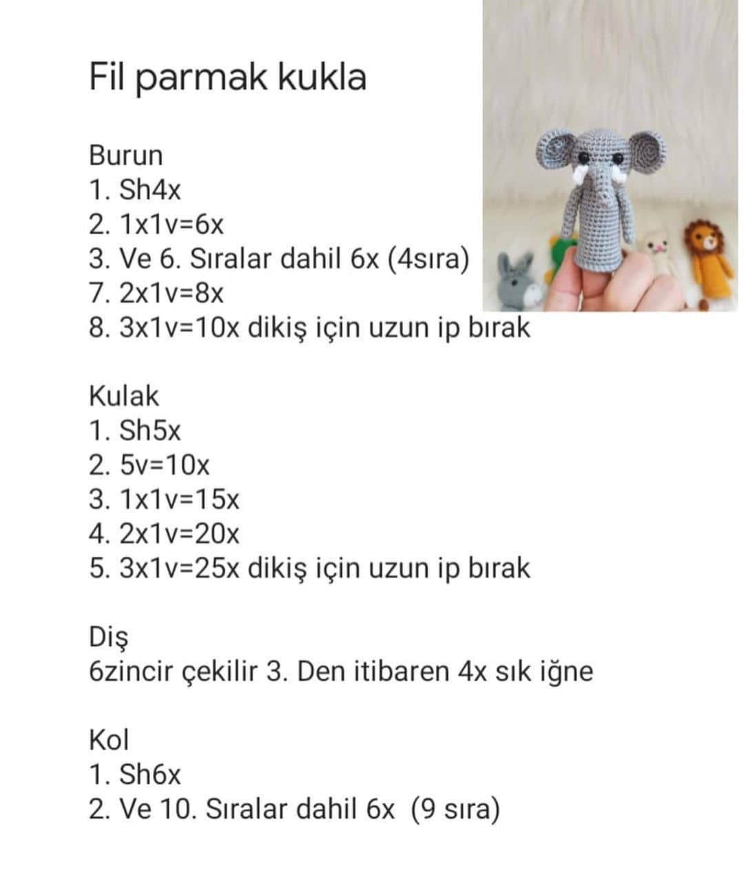 FİL PARMAK KUKLASI ÖRNEK ŞEMASI