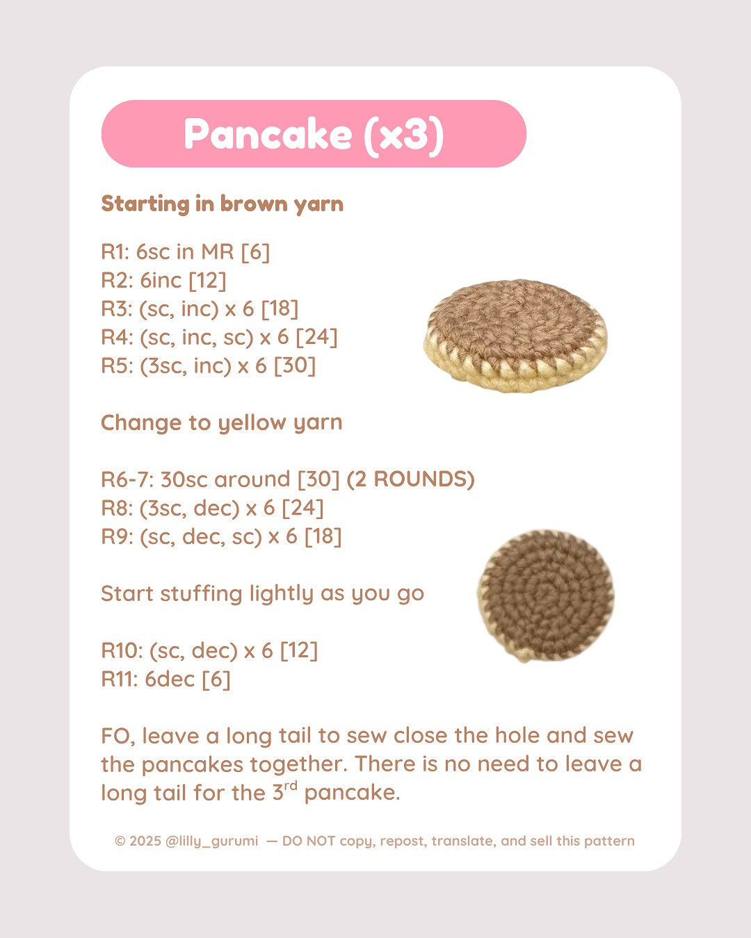 Free Crochet Pancake Amigurumi Pattern